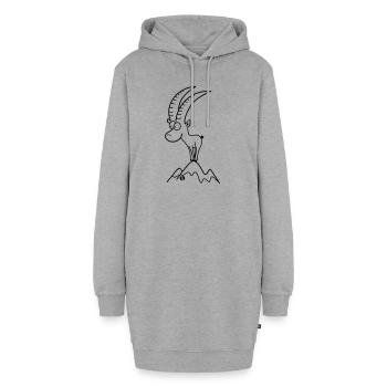 Steinbock - Capricorn - Hoodie-Kleid - Grau meliert - Vorne