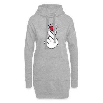 K pop coeur, corée, k pop, musique, symbole, main, pop - Sweat-shirt à capuche long Femme - gris chiné - Devant