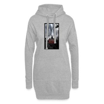 T-shirt forêt effrayante entrant cadeau interdit - Sweat-shirt à capuche long Femme - gris chiné - Devant