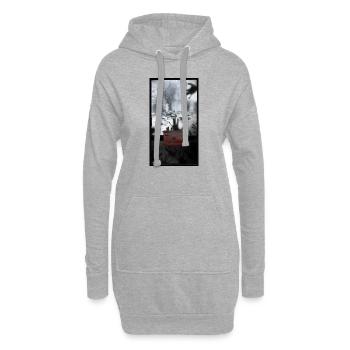 T-shirt forêt effrayante entrant cadeau interdit - Sweat-shirt à capuche long Femme - gris chiné - Devant