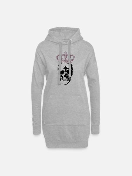 skull king - Hoodie-Kleid - Grau meliert