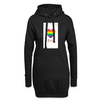 Pride Herz- Design Print - Hoodie-Kleid - Schwarz - Vorne