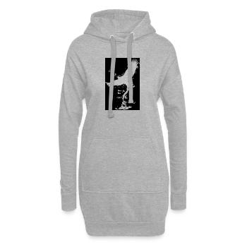 | d’aigle | des oiseaux Liberté | Encre - Sweat-shirt à capuche long Femme - gris chiné - Devant