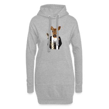 Un cerf dans un smoking noir - Sweat-shirt à capuche long Femme - gris chiné - Devant