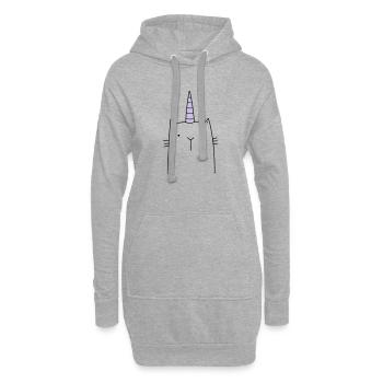 Cadeau mignon chat licorne - Sweat-shirt à capuche long Femme - gris chiné - Devant