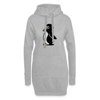 Minimalistischer Pinguin - Hoodie-Kleid - Grau meliert - Vorne