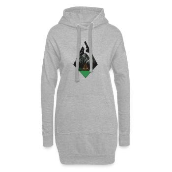 Hütte am Fuße der nächtlichen Berge - Hoodie-Kleid - Grau meliert - Vorne