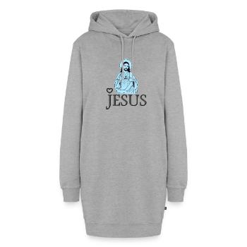 Ich liebe Jesus Christus Kreuz Kirche Geschenkidee - Hoodie-Kleid - Grau meliert - Vorne