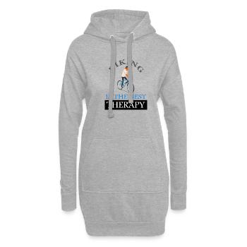 Radfahren ist die beste Therapie Fahrradfahren - Hoodie-Kleid - Grau meliert - Vorne
