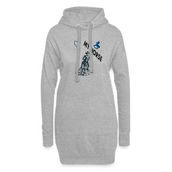 J’adore les chevaux amateurs de chevaux club d’équitation cadeau - Sweat-shirt à capuche long Femme - gris chiné - Devant