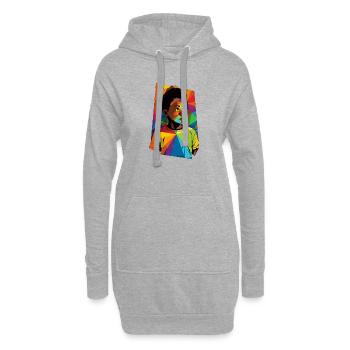 Geometrisches Kinderporträt mit lebendigen Farben - Hoodie-Kleid - Grau meliert - Vorne