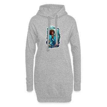 Märchenhafte Meerjungfrau mit lockigem Haar - Hoodie-Kleid - Grau meliert - Vorne