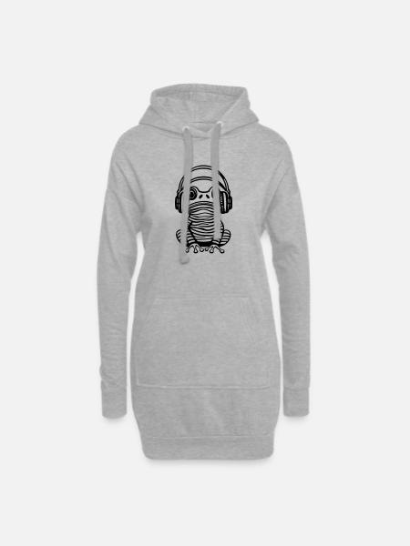Frosch mit Kopfhörern - Hoodie-Kleid - Grau meliert