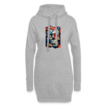 Crâne Pop Art - Sweat-shirt à capuche long Femme - gris chiné - Devant