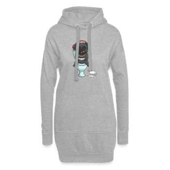 Hardcore Gamer Mops auf der Toilette zockt - Hoodie-Kleid - Grau meliert - Vorne
