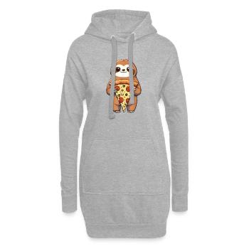 Paresseux tenant une pizza Amateur de gastronomie drôle - Sweat-shirt à capuche long Femme - gris chiné - Devant