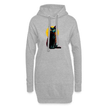 Urban Neon Cat (Bunte Pop-Art Katze) - Hoodie-Kleid - Grau meliert - Vorne