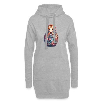 Matriochka classique original cadeau - Sweat-shirt à capuche long Femme - gris chiné - Devant