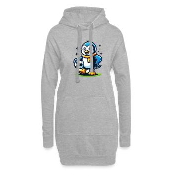 Pinguin Fußballspieler Meister Fan Vogel Ball - Hoodie-Kleid - Grau meliert - Vorne