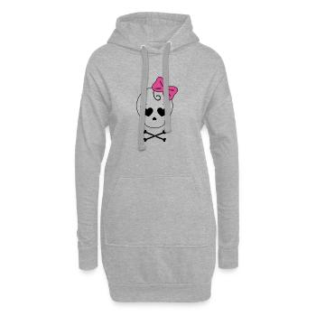 Mama & Tochter Kombi "Totenkopf & Schleife" rosa - Hoodie-Kleid - Grau meliert - Vorne