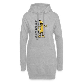 Lustiger Bananen-Charakter mit Sonnenbrille - Hoodie-Kleid - Grau meliert - Vorne