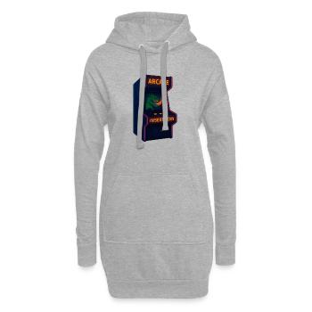 Dino Arcade Neon Pixel - Hoodie-Kleid - Grau meliert - Vorne