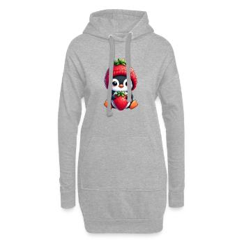 Süßer Cartoon Pinguin Erdbeere Fruchtig Spaß - Hoodie-Kleid - Grau meliert - Vorne