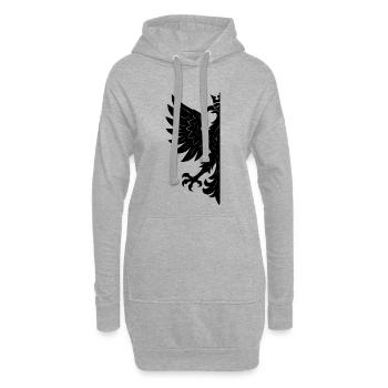 Pologne Polska Eagle Drapeau Drapeau Noir Cadeau - Sweat-shirt à capuche long Femme - gris chiné - Devant