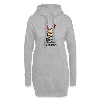 Elch Elmondo: „Elche sind auch nur Menschen!“ :-D - Hoodie-Kleid - Grau meliert - Vorne