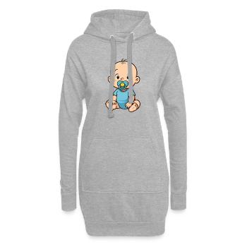 Bébé joueur avec sucette câline - Sweat-shirt à capuche long Femme - gris chiné - Devant