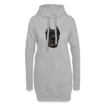 Cane Corso kupiert Kopf im Comicstyle - Hoodie-Kleid - Grau meliert - Vorne