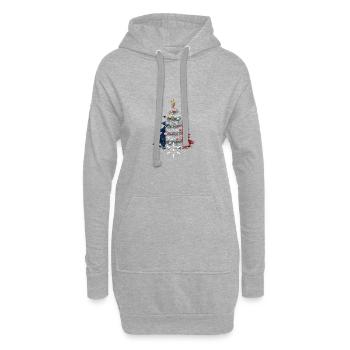 Weihnachtsbaum mit Frankreich-Flagge - Hoodie-Kleid - Grau meliert - Vorne