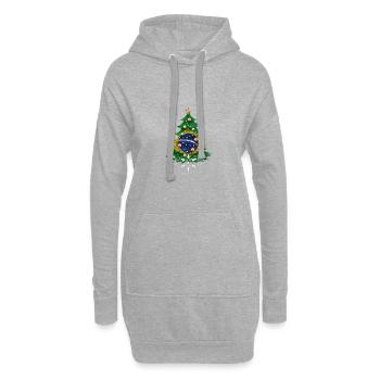 Weihnachtsbaum mit brasilianischer Flagge - Hoodie-Kleid - Grau meliert - Vorne