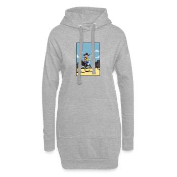 Cowboy reitet Emu in der Wüste - Hoodie-Kleid - Grau meliert - Vorne
