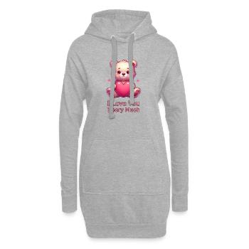 Cute Teddy Bear with a Heart for Lovers - Hoodie Dress - heather grey - Front