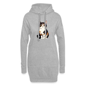 Calico Katzenportrait Illustration Katzenbaby - Hoodie-Kleid - Grau meliert - Vorne