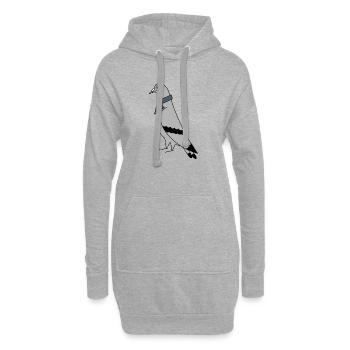 Pigeon with Scarf – Urban Minimal Illustration - Sweat-shirt à capuche long Femme - gris chiné - Devant