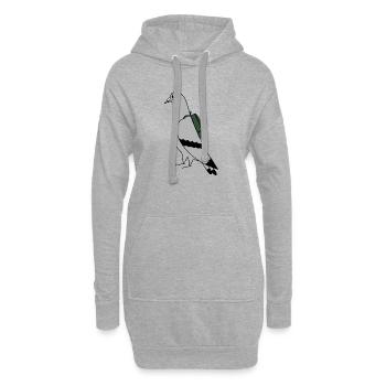 Pigeon with Backpack – Illustration minimaliste urbaine - Sweat-shirt à capuche long Femme - gris chiné - Devant