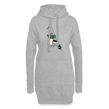Pigeon Grocery Bag – Urban Minimal Illustration - Hoodie-Kleid - Grau meliert - Vorne