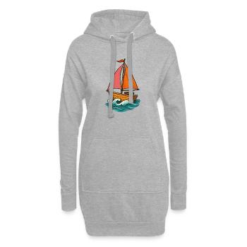 Segelboot am Meer - Hoodie-Kleid - Grau meliert - Vorne