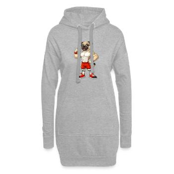 Starker Mops Bodybuilder Fitness Muskeln Training - Hoodie-Kleid - Grau meliert - Vorne