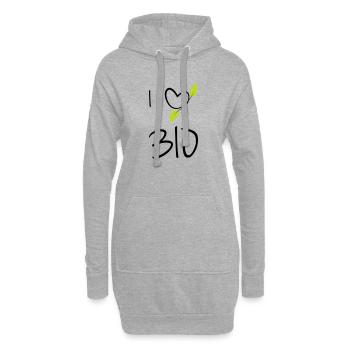 Lebensstil Ich liebe Bio Umweltfreundlich - Hoodie-Kleid - Grau meliert - Vorne