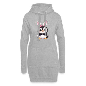 Petit œuf de Pâques avec des oreilles de lapin de lapin, dessin animé pingouin mignon - Sweat-shirt à capuche long Femme - gris chiné - Devant
