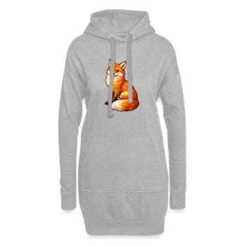 Fuchs Motiv Glasfenster Look Tiermotiv  - Hoodie-Kleid - Grau meliert - Vorne