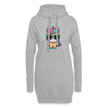 Licorne arc-en-ciel lunettes minimaliste - Sweat-shirt à capuche long Femme - gris chiné - Devant