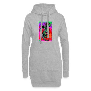 Drache - Hoodie-Kleid - Grau meliert - Vorne