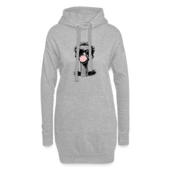 Autruche cool qui souffle du chewing-gum - Sweat-shirt à capuche long Femme - gris chiné - Devant