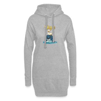 Hoffnungsvogel auf Wal – niedliches Meeresduo - Hoodie-Kleid - Grau meliert - Vorne