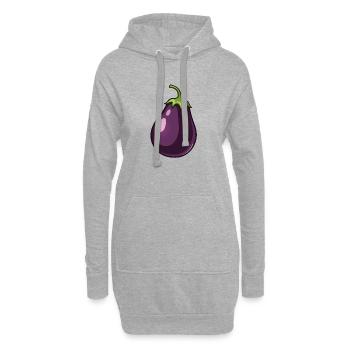 aubergine - Sweat-shirt à capuche long Femme - gris chiné - Devant
