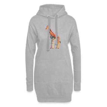 Girafe en mosaïque de style arc-en-ciel - Sweat-shirt à capuche long Femme - gris chiné - Devant